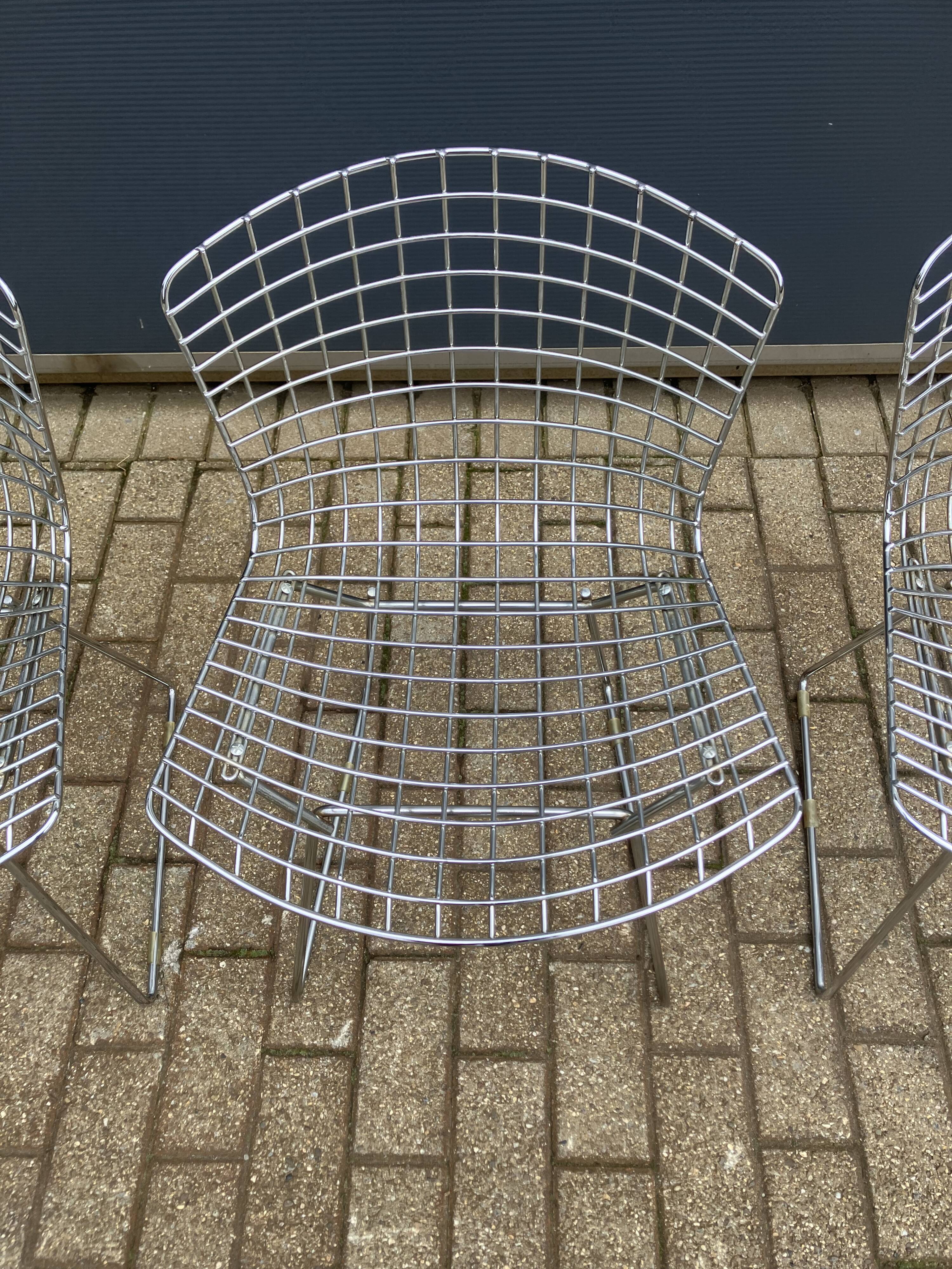 3x original Knoll Bertoia side chairs chroom