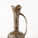 Art Nouveau vase in solid pewter with bronze patina by Louis Chalon 1910.