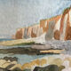 Beach and cliffs in Veules les roses in Normandy, impressionist landscape