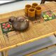 Rattan coffee table with ceramic tiles, 1960s