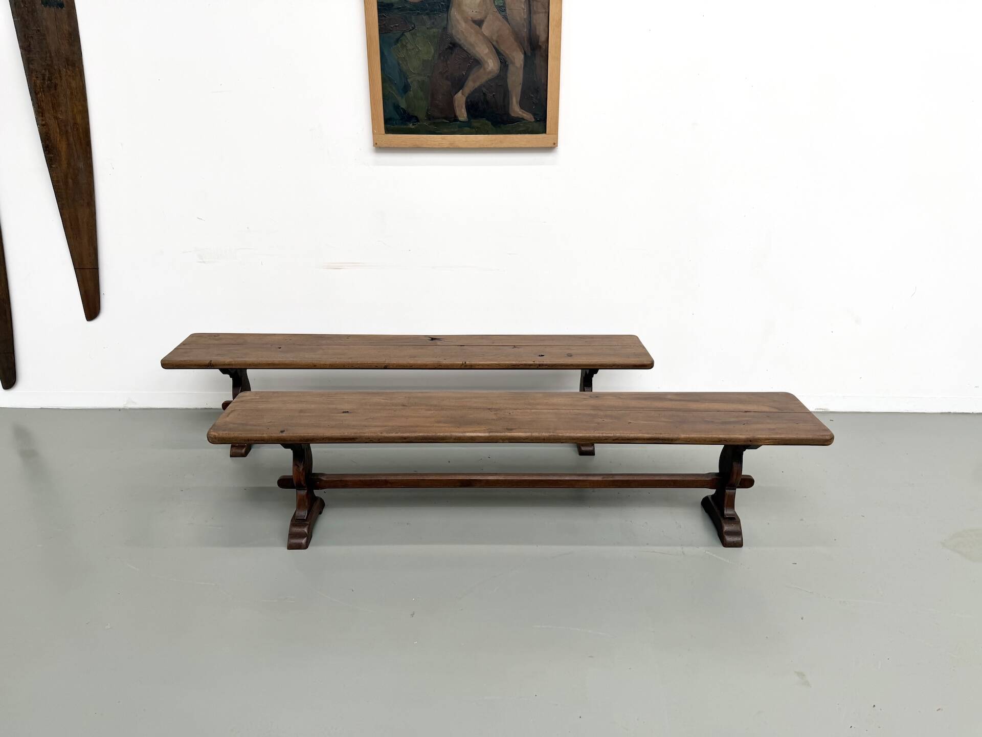 Pair of Solid Oak Farm Benches
