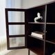 Mid-century display cabinet dark wood glass