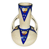 Exceptional Art Deco period vase: Cracked ceramic print decorated with stylized motifs