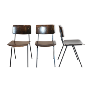 Trio de chaises F6 des années 60 eromes