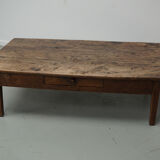 French 19th century farmhouse rustic natural chestnut coffee table