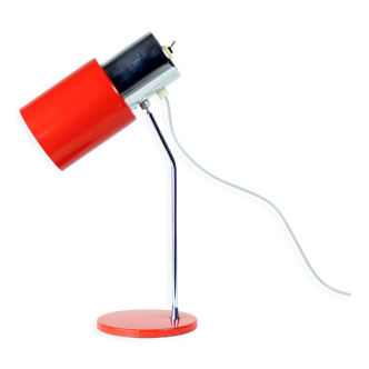 Table lamp in chrome and red metal, by josef hurka for napako 1960s