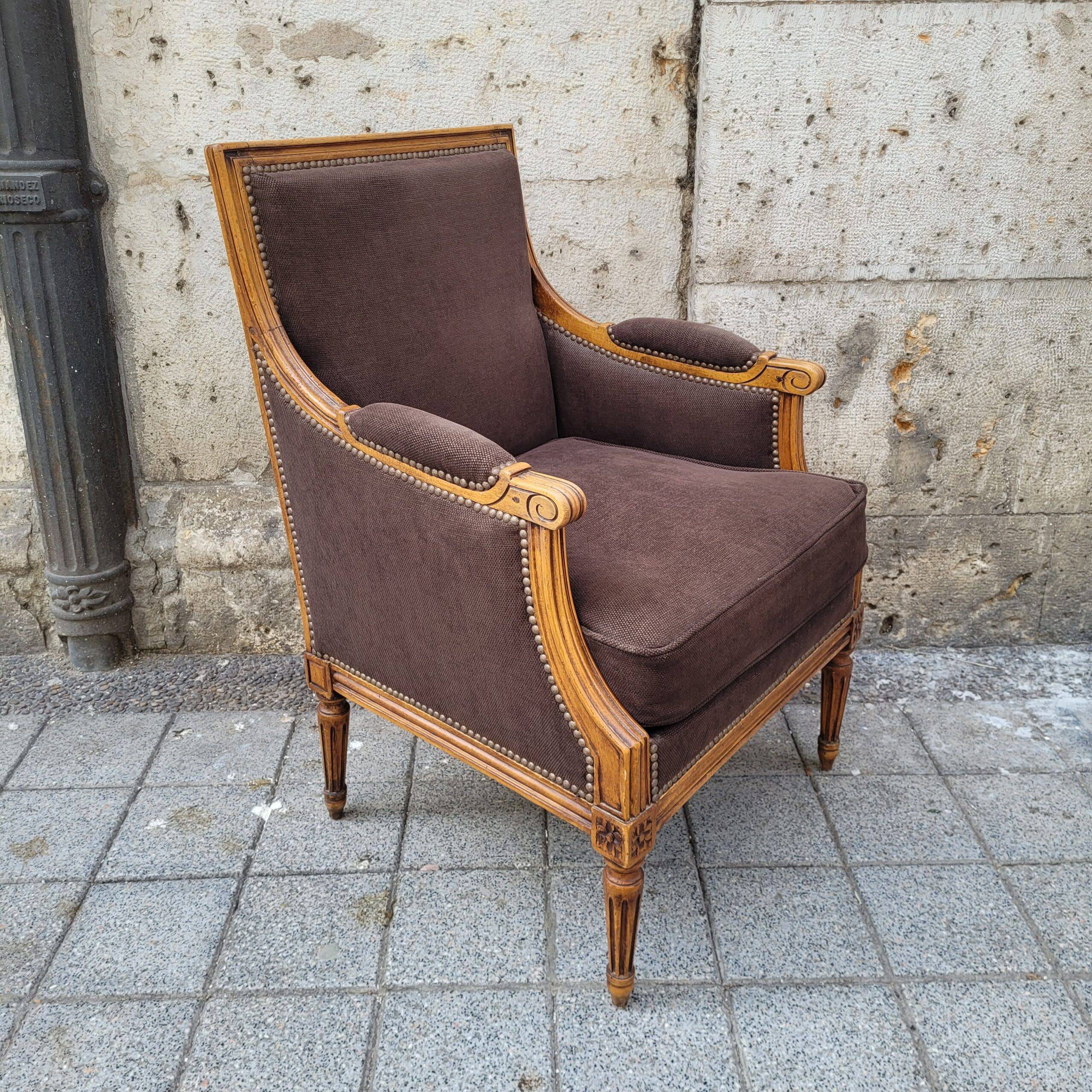 Pair of armchairs in Louis XVI style, Napoleonic III period, 19th century – France