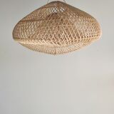 Small rattan lampshade in the shape of a braided hat