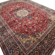 Tapis persan traditionnel fait à la main d’Ispahan en laine rouge vintage - 295x411cm