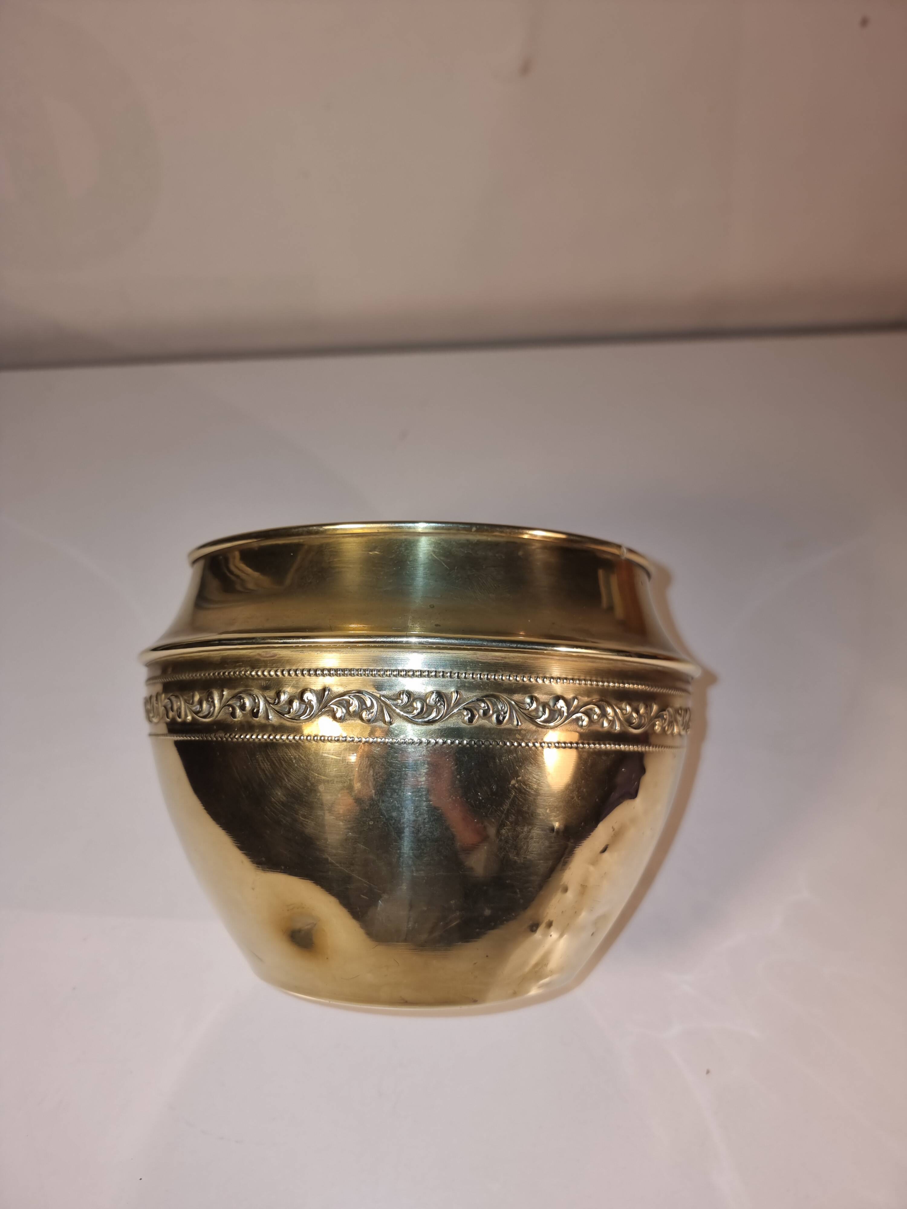 Antique gilded brass plant pot
