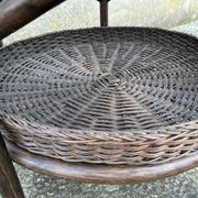 Round rattan and bamboo coffee table, vintage 1960