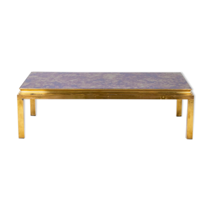 table basse en laiton doré et miroir oxydé, années 70