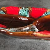 Vallauris compartmentalized dish fish shape polychrome ceramic 47 cm