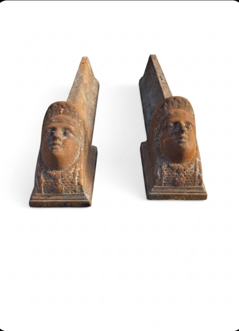 Pair of cast iron andirons from the 19th century.