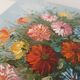 Small painting, bouquet of flowers, blue background