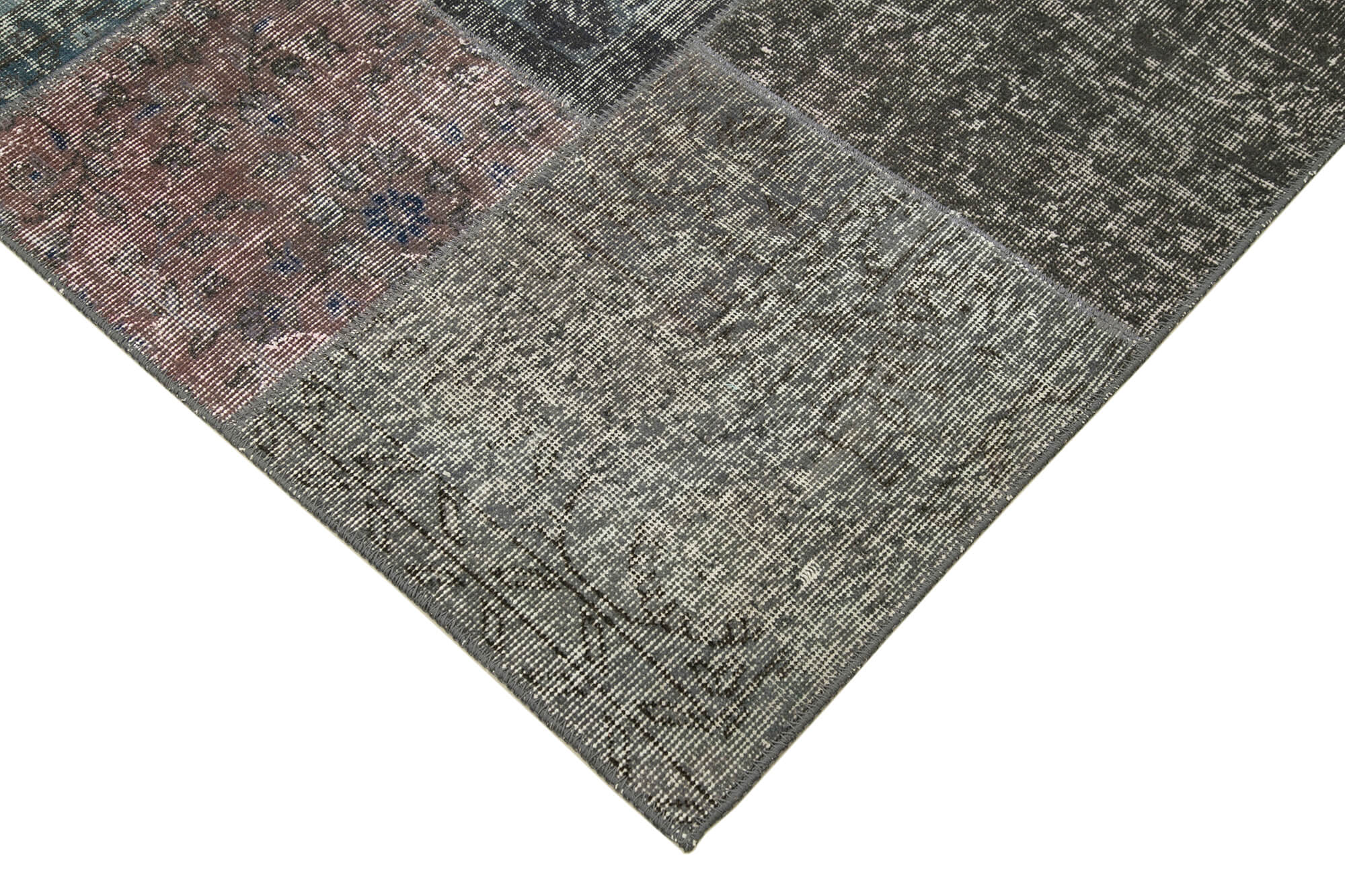 Handwoven Turkish Contemporary 171 cm x 240 cm Grey Patchwork Carpet