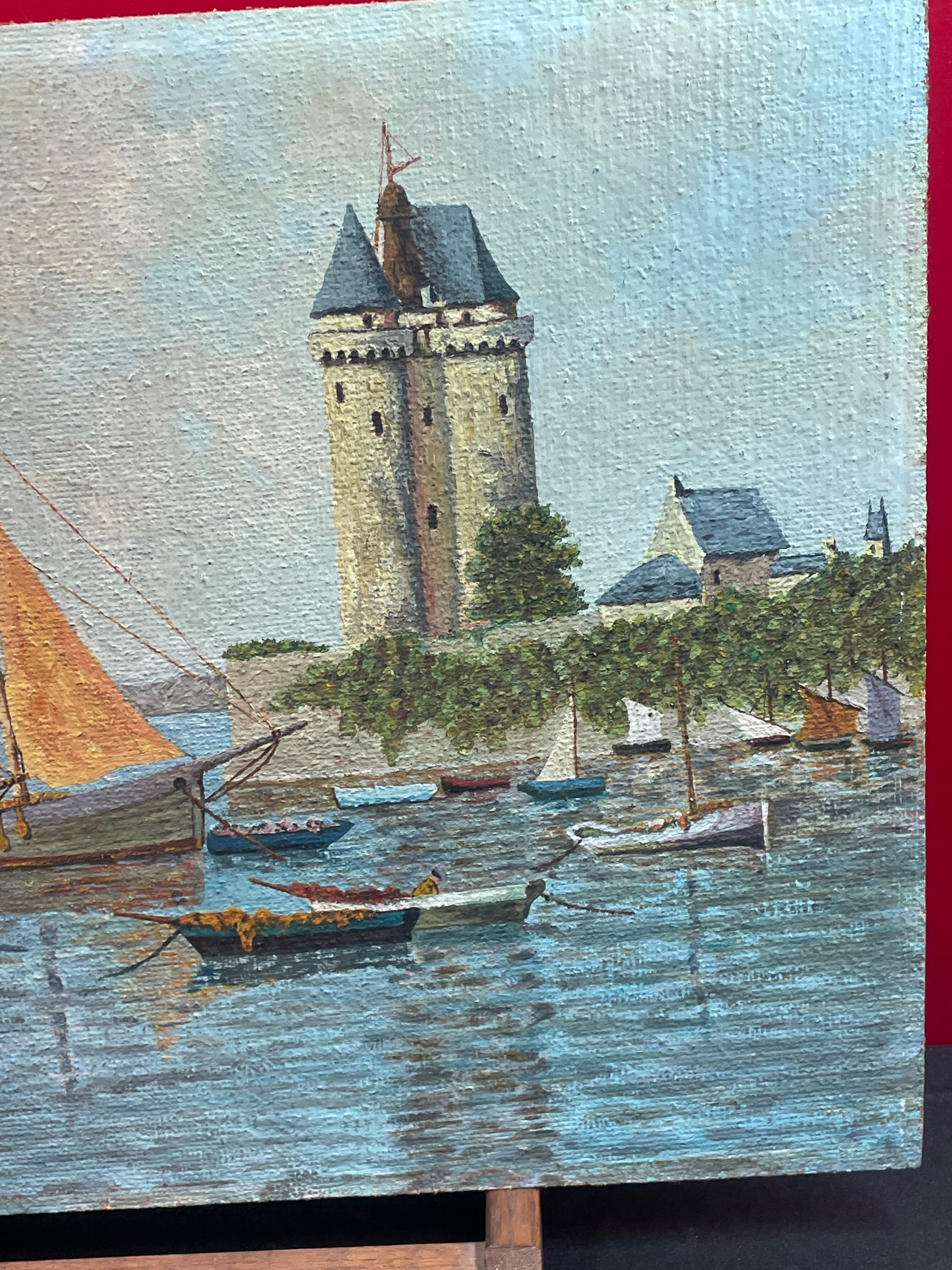 P. Helary oil on panel the Solidor tower, Saint-Servan, Saint-Malo