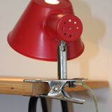 Adjustable clamp spotlight in red lacquered metal - vintage design