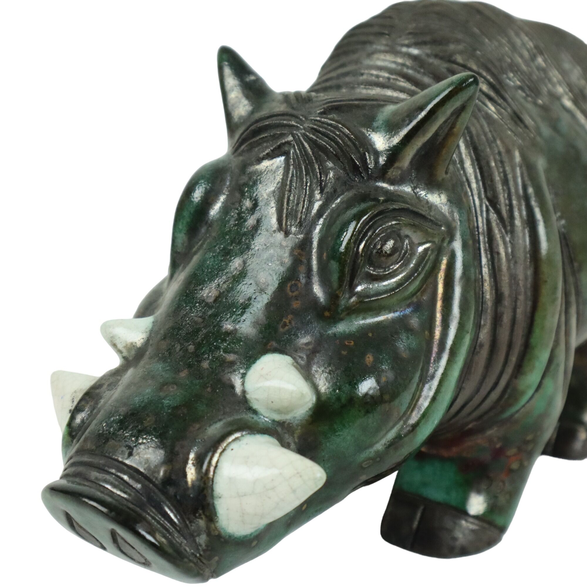 Warthog warthog statue sculpture ceramic pottery raku fired 23cm