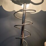 Chrome table lamp with satin crystal shade
