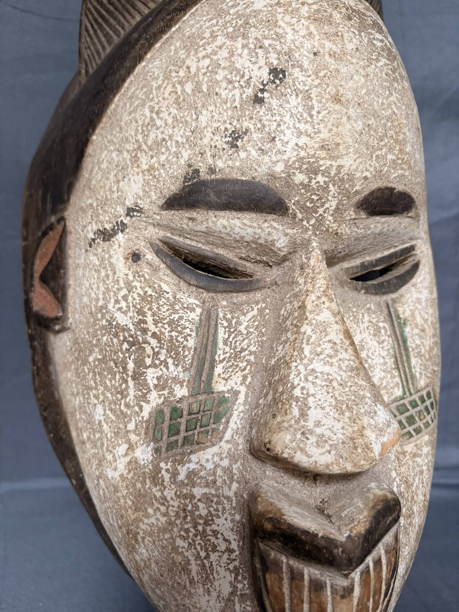 Ancient Tribal Wood Mask African Punu Maiden Mukudji Gabon