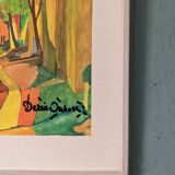 Mid-century modern swedish "the pathway" vintage framed watercolour