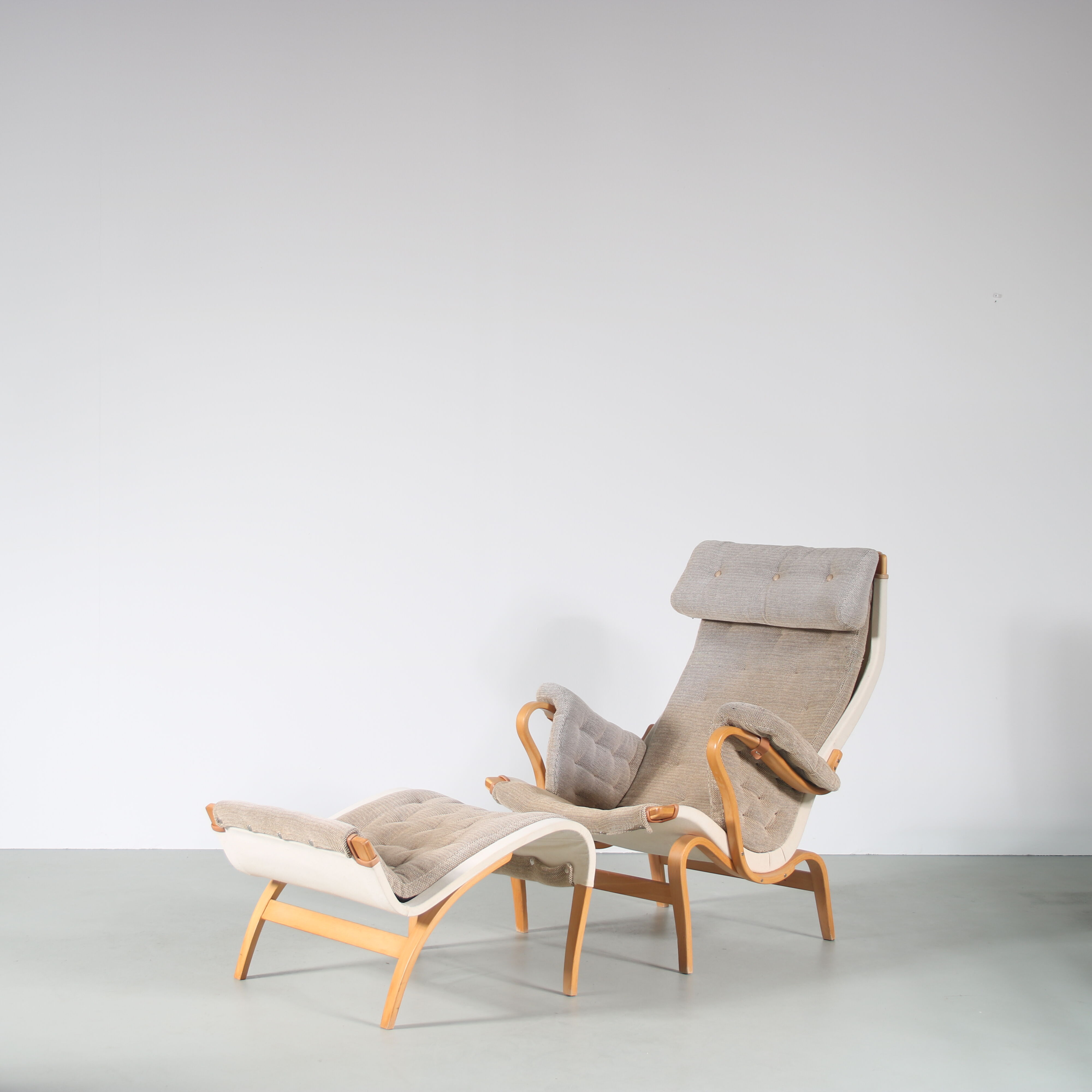 1960s “Pernilla” Chair + ottoman by Bruno Mathsson for DUX, Sweden