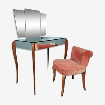 Mirrored dressing table with her chair