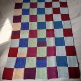 Hand knitted patchwork plaid