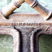 Vintage cast iron umbrella stand from the 1950s.
