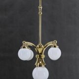 1930s Restored Brass Chandelier, Czechoslovakia
