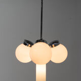 Lustre art déco en chrome et verre, années 1930