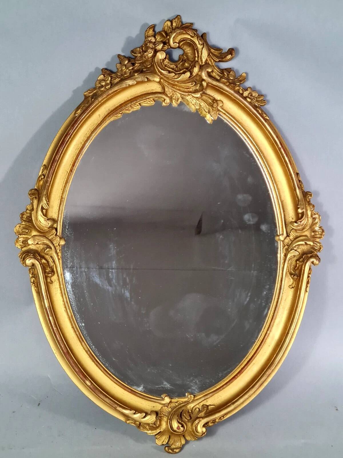 Mirror 55x39 cm rebate 40x30 cm wooden frame fine gold stucco dated 1908 SC414
