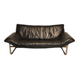Vintage sofa by Johan Bertil Häggström for Ikéa in leather and chrome metal, 1970s