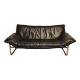 Canapé vintage par Johan Bertil Häggström pour Ikéa en cuir et métal chromé, 1970