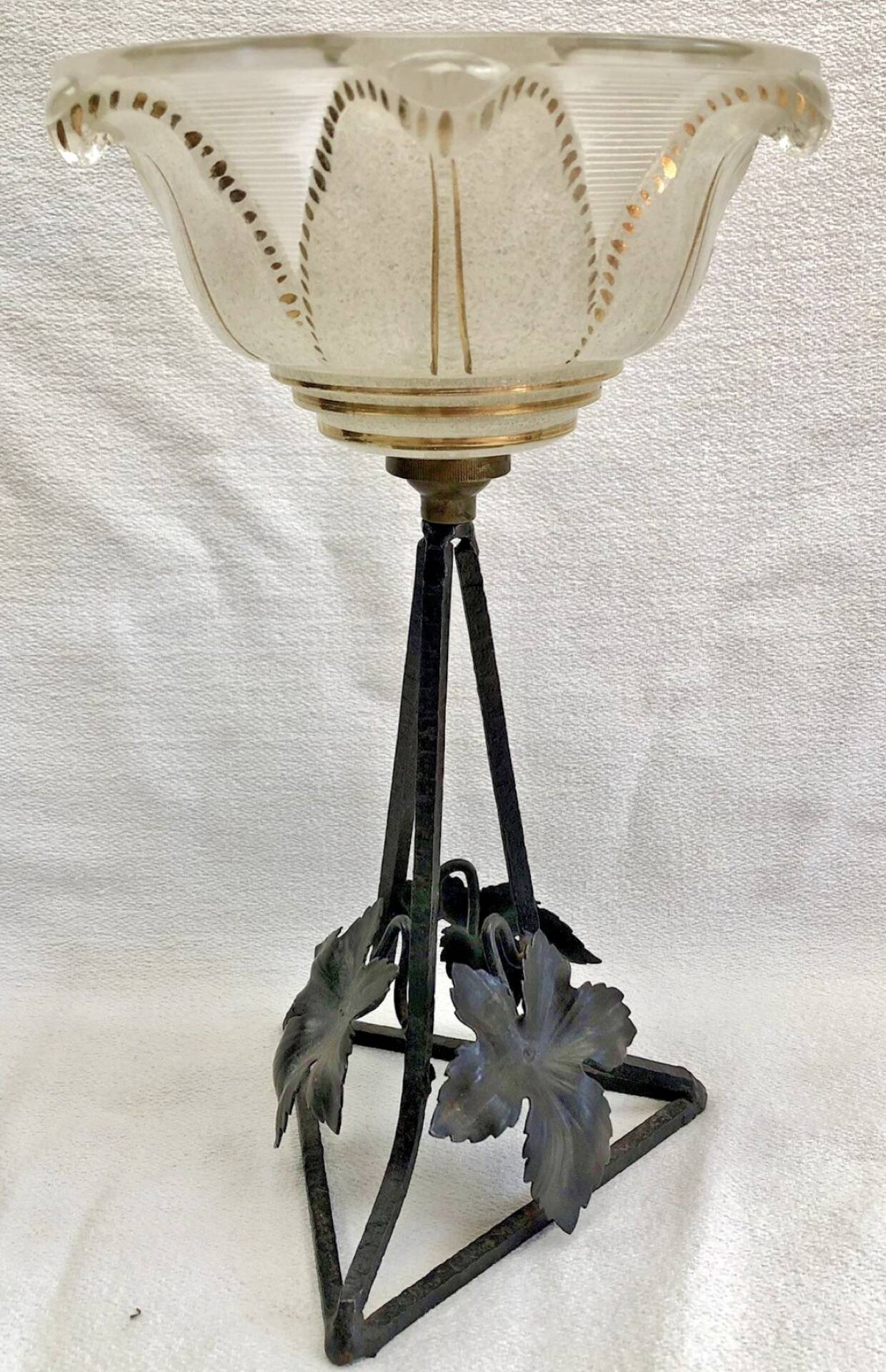 Old small Art Deco lamp 1930 golden basin Ezan one