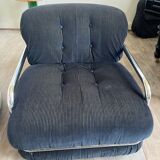Chauffeuse velour et chrome style Gianfranco Frattini