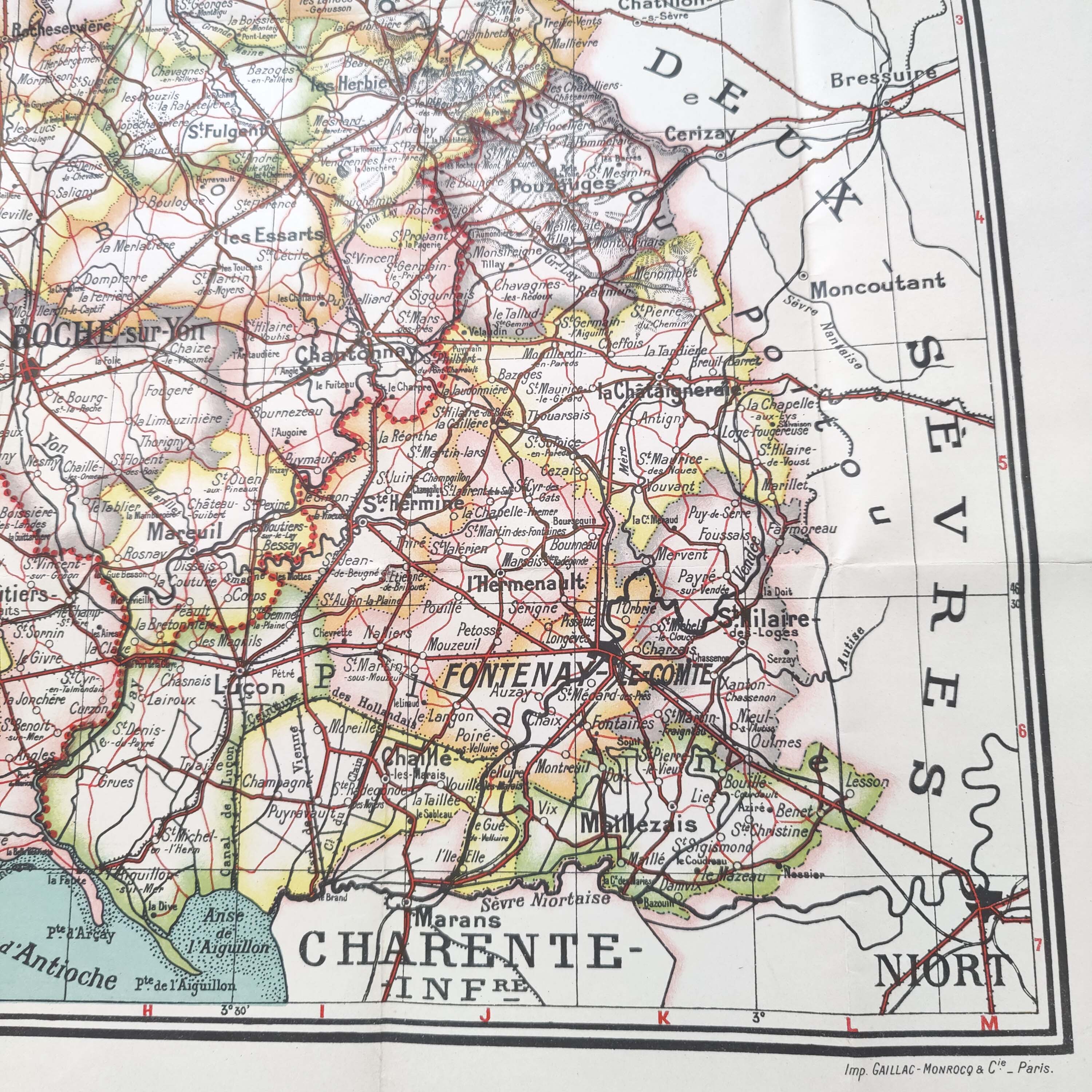 Vintage map Vendée Pays de la Loire