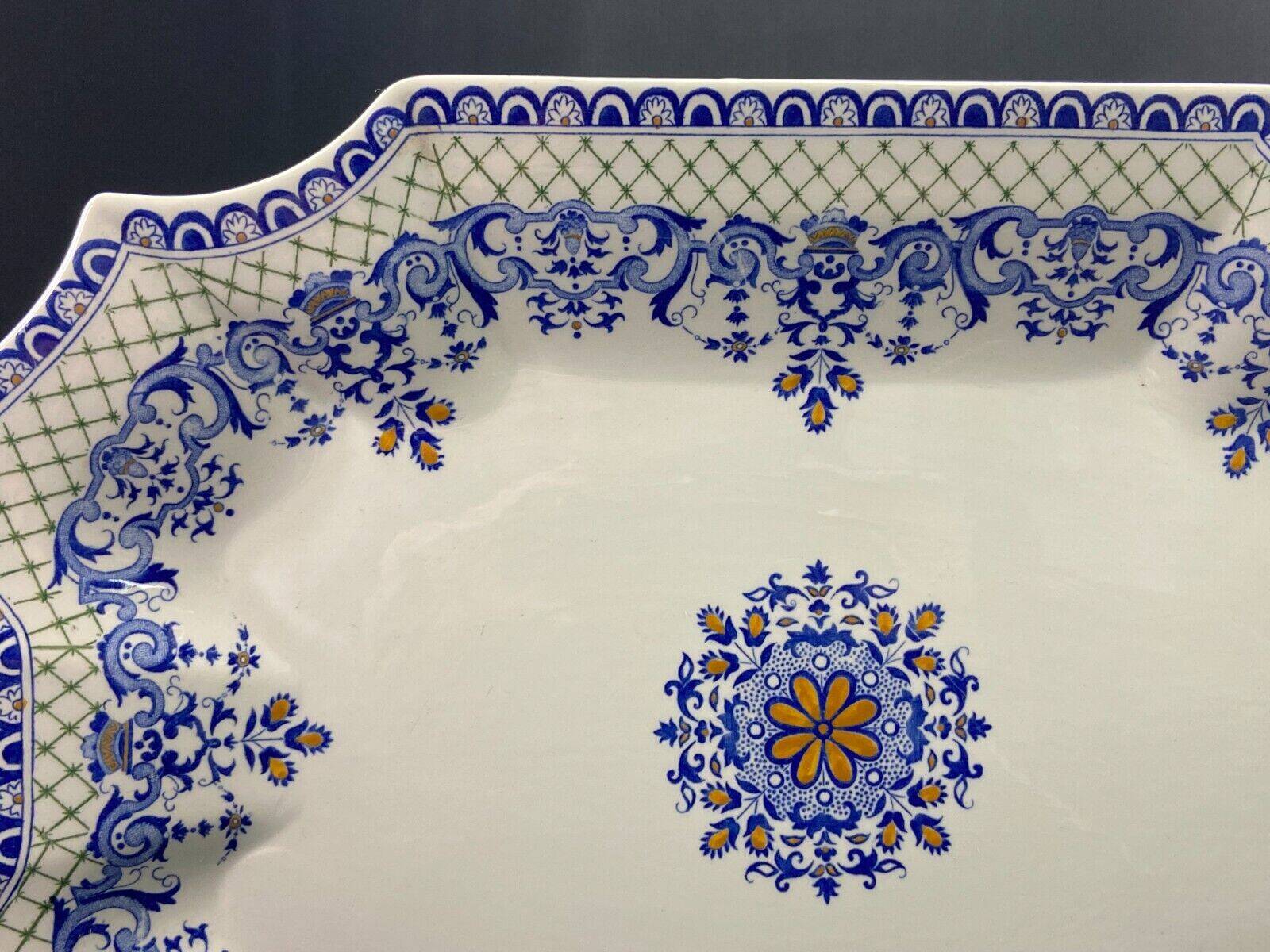 Very large Gien earthenware dish, Rouen decor