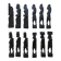 12 Carved Ebony Knife Holders in African Style