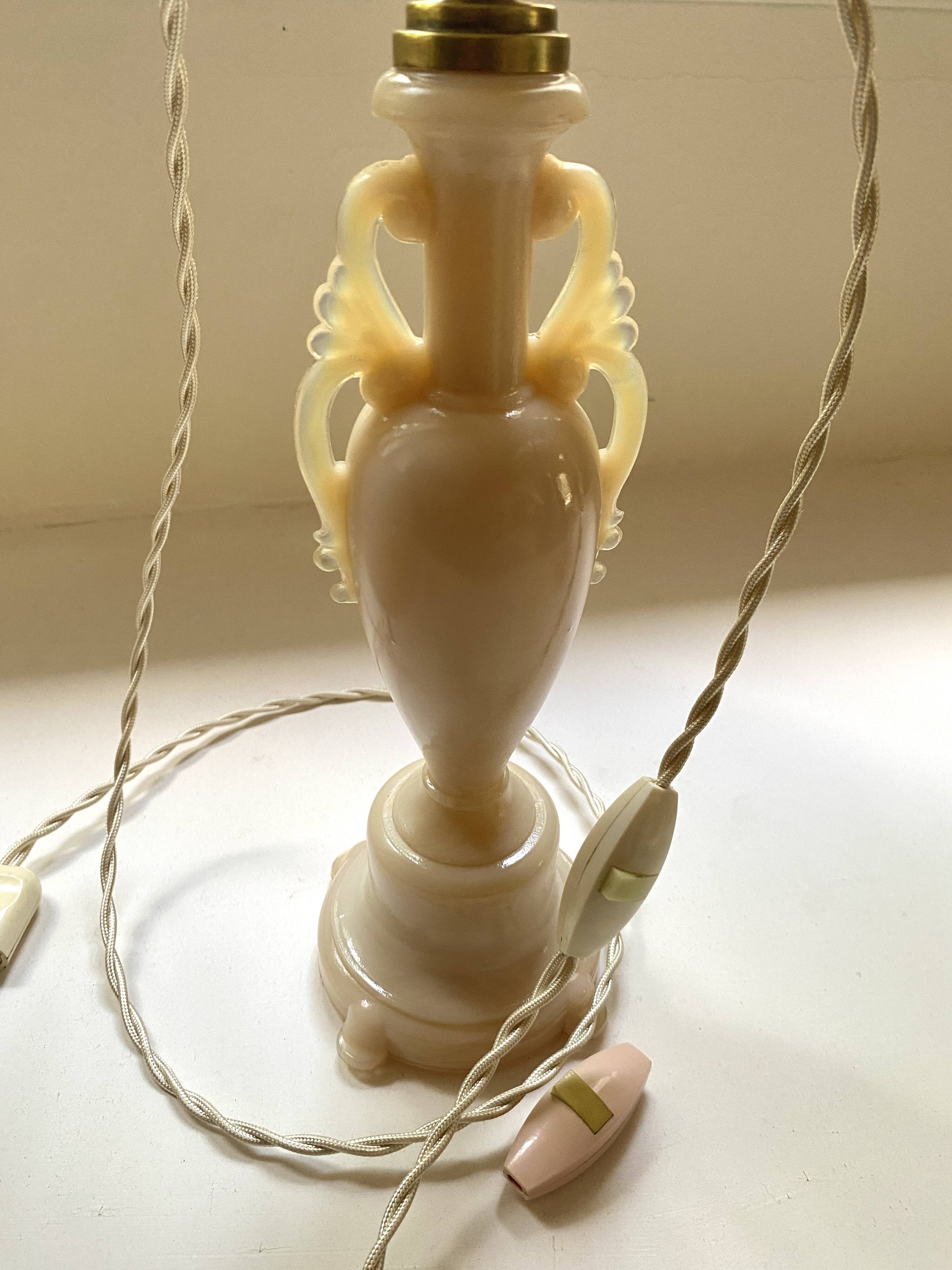 Lampe verre, câble tissu 2 M, abat-jour coton