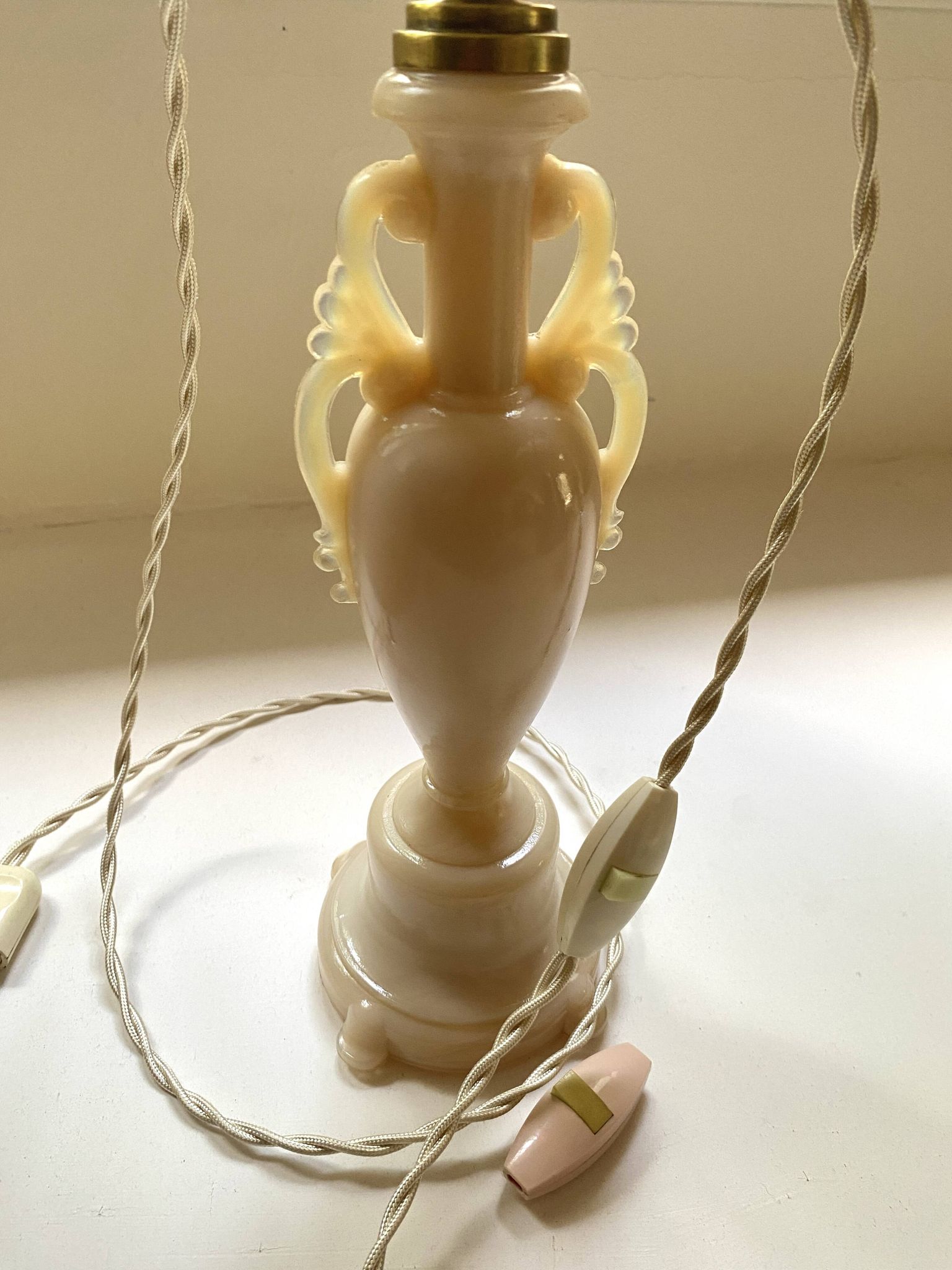 Glass lamp, 2M fabric cable, cotton lampshade