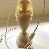 Lampe verre, câble tissu 2 M, abat-jour coton