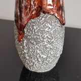 Zoomorphic vase in fat lava orange/brown flamed Vallauris style ceramic