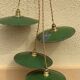 Lot of 4 vintage industrial enamelled metal suspensions.
