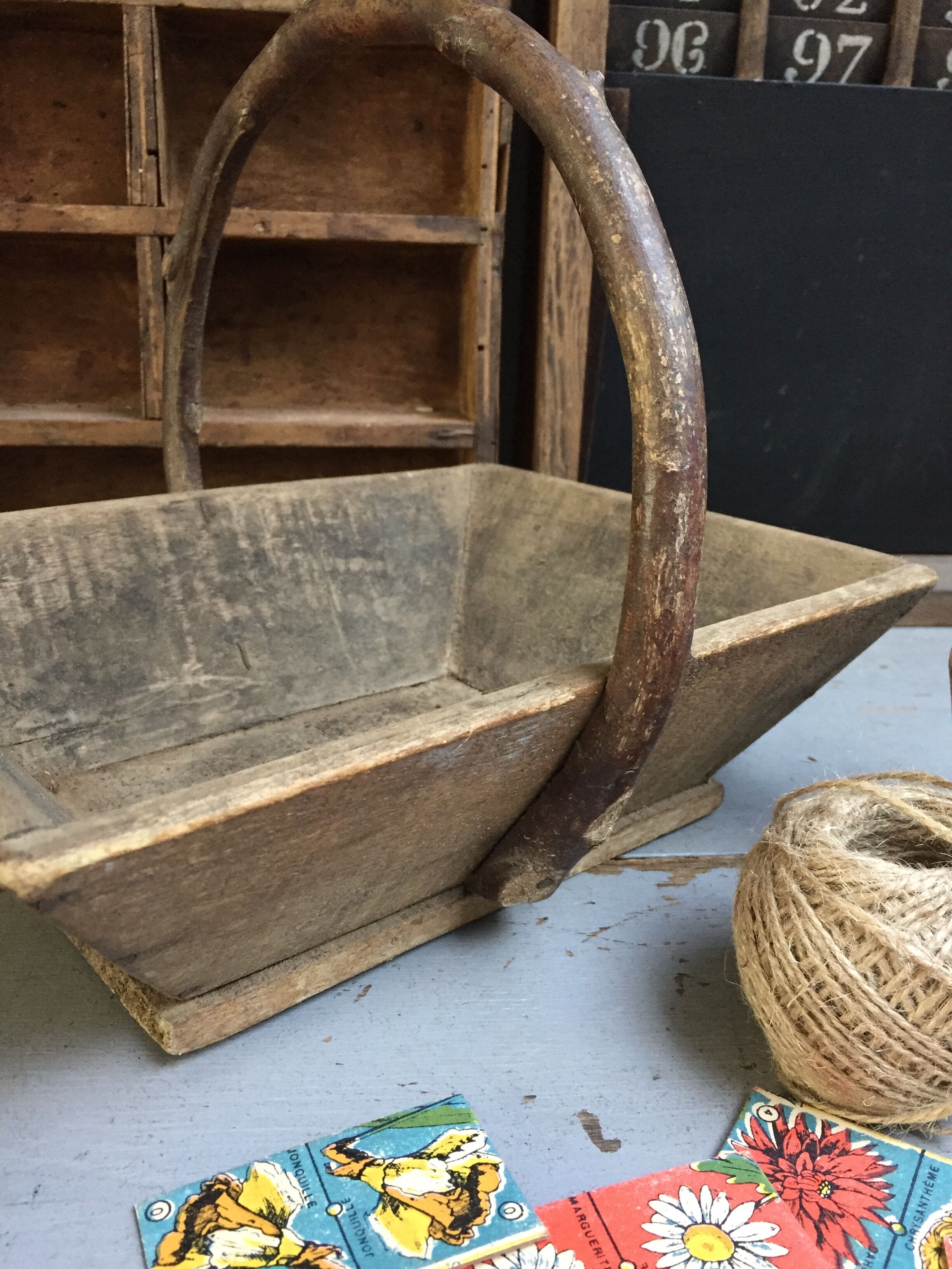Picking crude wooden basket