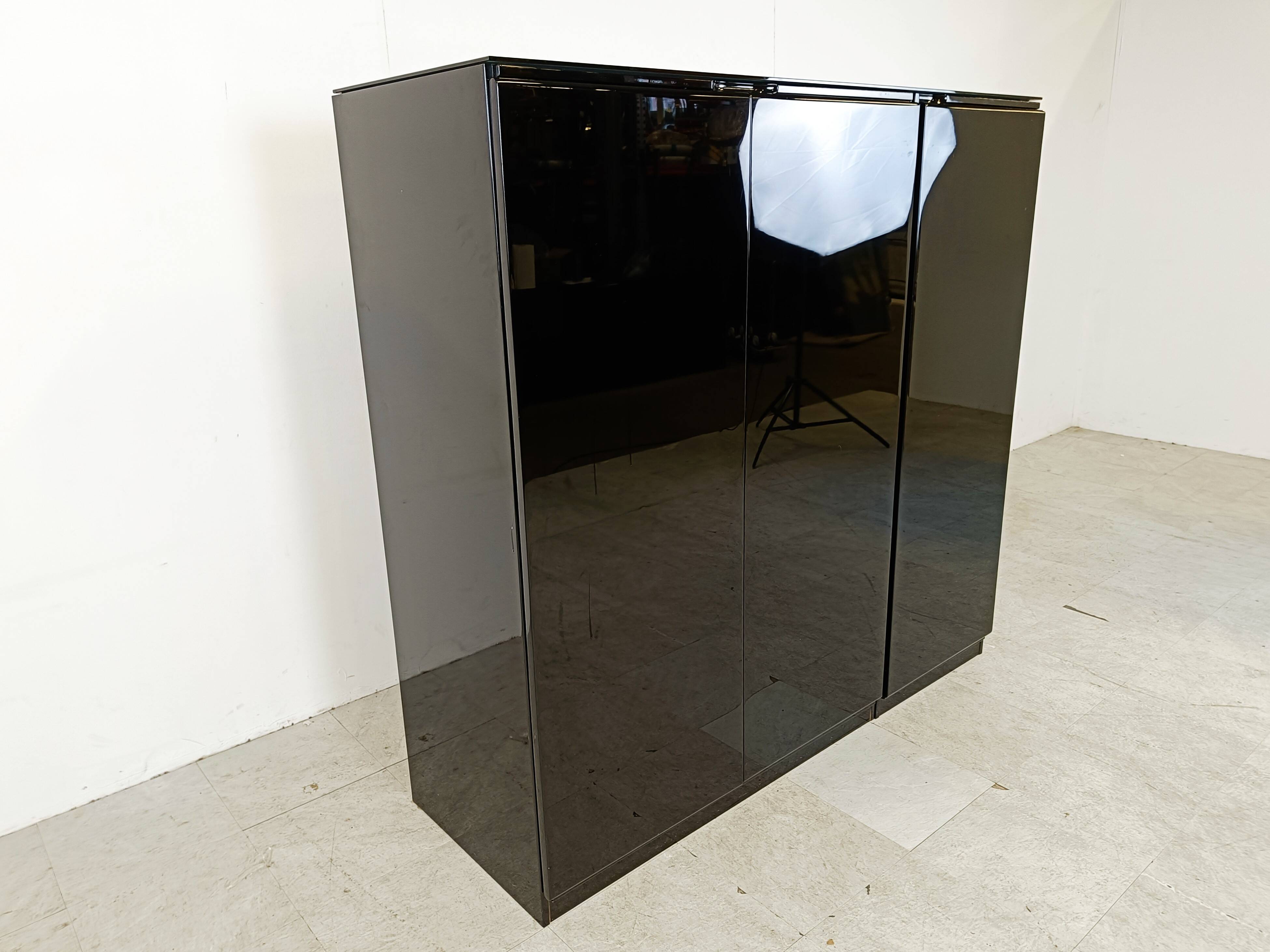 Black lacquered bar cabinet, 1970s