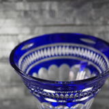 Cobalt blue carved crystal vase - Cristallerie de Lorraine