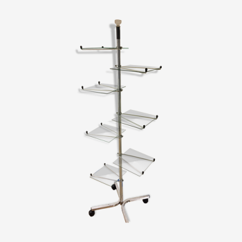 Vintage display shelf in glass and stainless steel