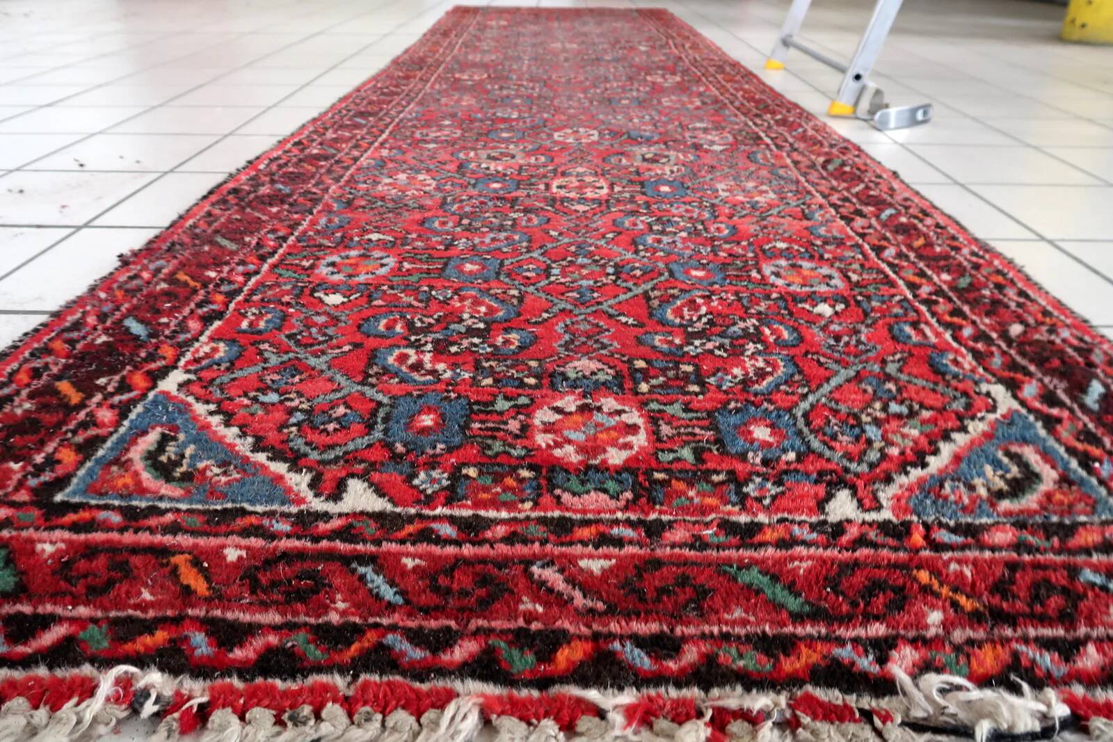 Distressed antique Persian Hamadan runner 2.8' x 9.11' - circa 1920 (1C1199)